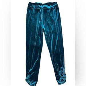 Shein green velvet pants with flower‎ design size m